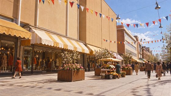 Rundle Mall on its first day, 1976